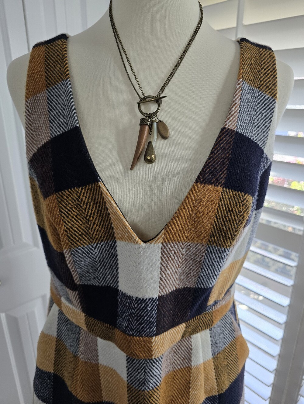 Lulu's Forever Classic Orange Multi Plaid Sleeveless Mini Dress - Picture 3 of 12